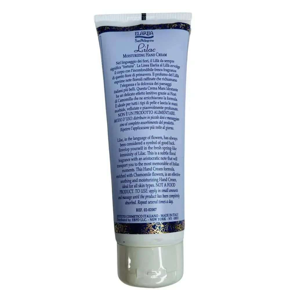 Elariia San Pellegrino Lilac Moisturizing Hand Cream 125 ml 4.2 fl oz chamomile